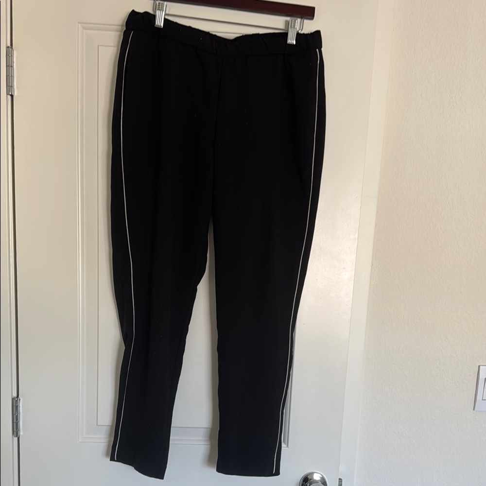 Black Pants with White Side Stripes